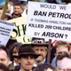A demonstrator in London’s Trafalgar Square takes part in a protest against proposed gun control laws in February 1997.